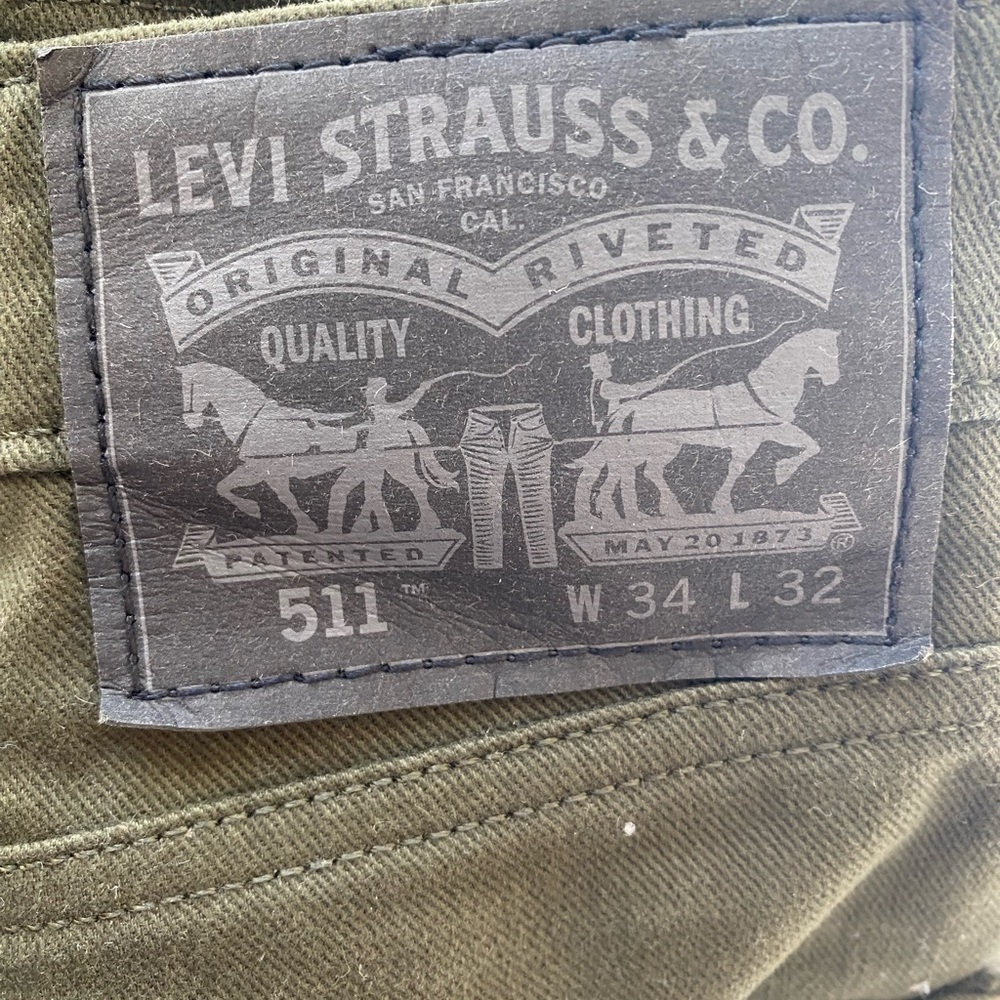 Levi's 511 Commuter Men's Slim Fit Strait GREEN Reflective Jeans - Picture 3 of 13